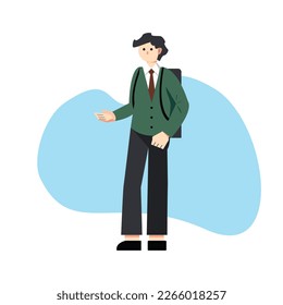 Student in a suit. Vector illustration flat style design for education and academic 