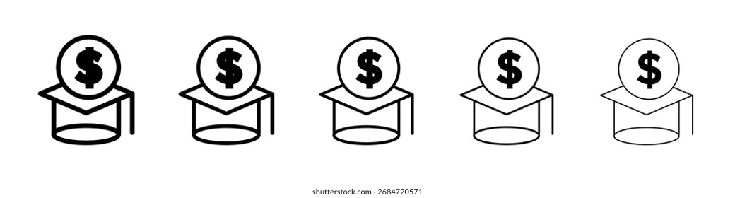 Asistencia del estudiante con el logotipo plano del sistema de la ilustración del icono del dinero