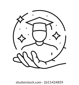 student support online learning platform line icon vector. student support online learning platform sign. isolated contour symbol black illustration