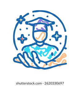student support online learning platform doodle icon sketch vector. student support online learning platform sign. isolated symbol illustration
