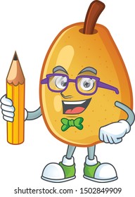 Student sweet fragrant pear cartoon on white background