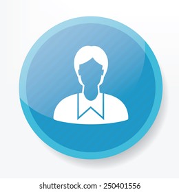 Student symbol design on blue button,clean vector