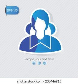 Student symbol,sticker design,blue version,clean vector