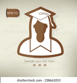 Student symbol,sticker design,brown version,clean vector