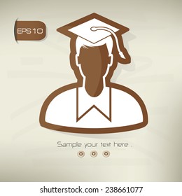 Student symbol,sticker design,brown version,clean vector