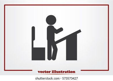 student at the table icon vector illustration.