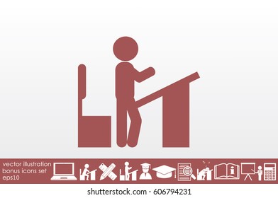 student at the table icon vector illustration EPS 10