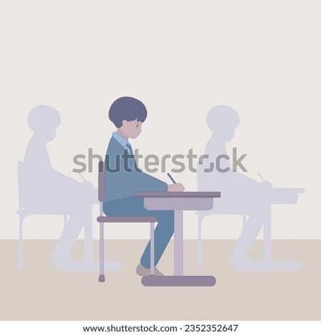 Student taking exam vector illustration