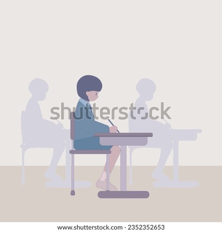 Student taking exam vector illustration