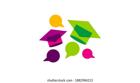 student talk vector icon.
Education talking. Students cap