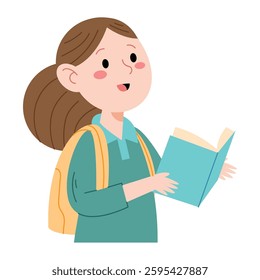 Student Talking Female reading and explaining ideas