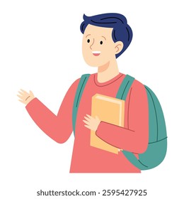 Student Talking Friendly Boy holding book