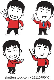Student teacher emotion pose vector character gesture