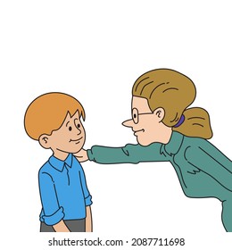 Schüler und Lehrer sprechen Cartoon, Vektorgrafik