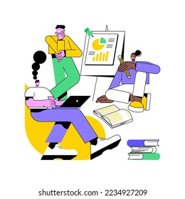 Student teamwork isolated cartoon vector illustrations. Group of university students making homework together, educational process with friends at college, peer tutoring vector cartoon.