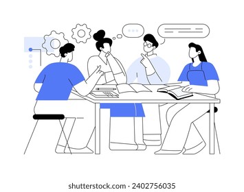 Student teamwork isolated cartoon vector illustrations. Group of university students making homework together, educational process with friends at college, peer tutoring vector cartoon.