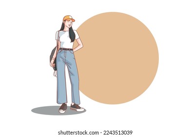 student teenager lifestyle dress up vector illustration flat style on white background .