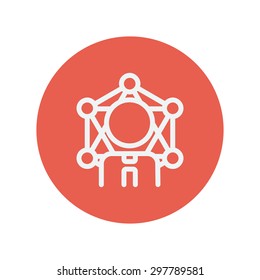 Student thin line icon for web and mobile minimalistic flat design. Vector white icon inside the red circle.