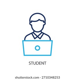 Iconos de línea delgada de estudiante. Ilustración vectorial original.