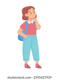 Student Thinking walking with a backpack