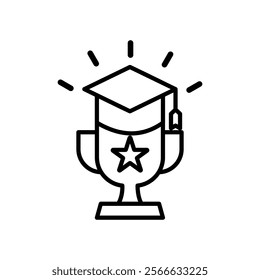 
student throphy icon,
Graduation cap on trophy for academic success. Ideal for congratulatory, educational, or inspirational design projects for students and graduates.
