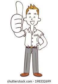 Student with thumbs up (summer clothes)