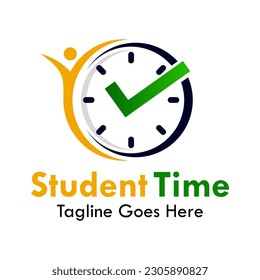 Ilustración del logotipo de diseño de tiempo para estudiantes