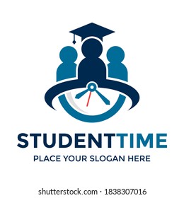Student time vector logo template. This design use human and clock symbol. Suitable for education.