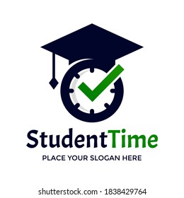 Student time vector logo template. This design use checklist symbol. Suitable for education.