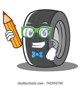 Student tire character cartoon style