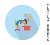 student tired on desk - student or employee icon isolated on white background vector illustration