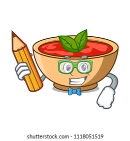Student tomato soup character cartoon