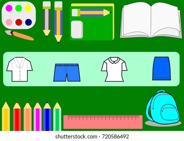 student tools go to school vector on green background