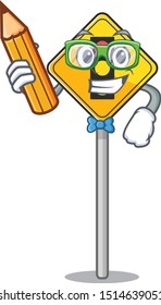 Student traffic light ahead isolated with cartoon