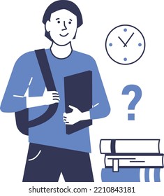 Student, trainee, job applicant. Young employee vector character.