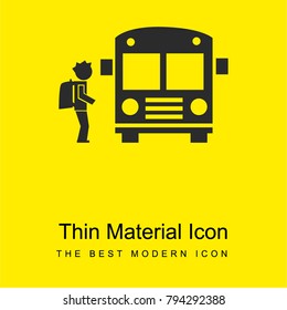 Student travelling by bus bright yellow material minimal icon or logo design