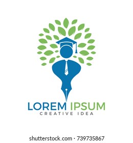 Student tree logo design. Institutional and educational vector logo design.