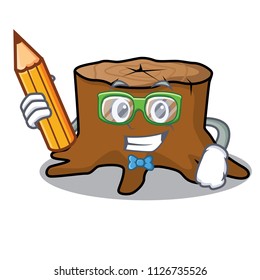 Student tree stump character cartoon