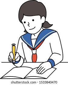 Student trying to write something in notebook
