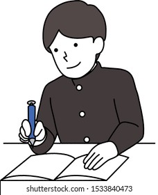 Student trying to write something in notebook