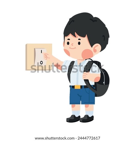 Student Turning Off Light Using Switch