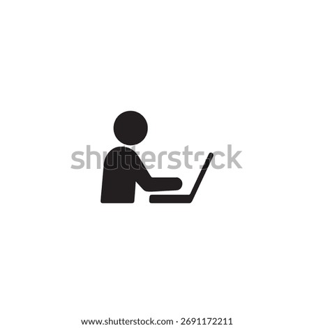 “Silhouette of Student Typing on Laptop Vector Illustration”