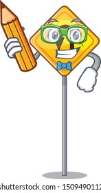 Student u turn sign shaped the cartoon