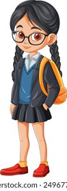 Estudiante en uniforme con gafas y mochila