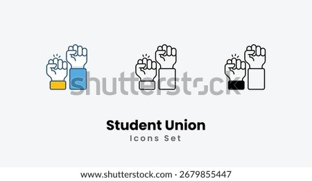 Student Union Icons thin line and glyph vector icon stock illustration