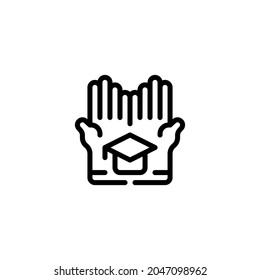 student, university, learning, volunteer, humanitarian, charity, giving Outline Icon, Logo, and illustration Vector