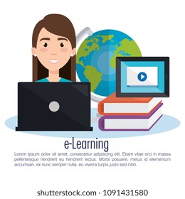 student using laptop electronic education