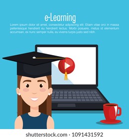 student using laptop electronic education