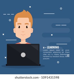 student using laptop electronic education