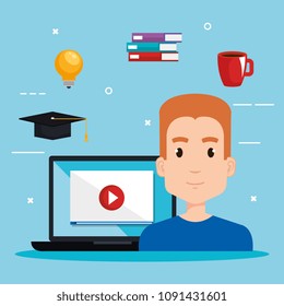 student using laptop electronic education
